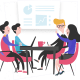 Digital marketing team discussing strategy in meeting